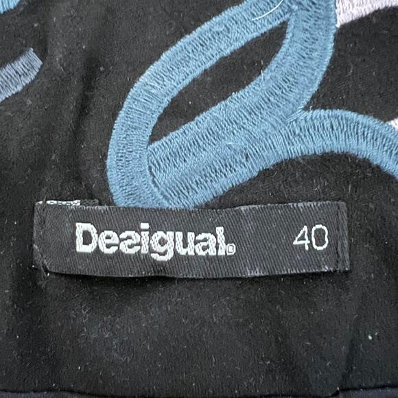 Desigual‎ Embroidered Beaded Floral Black Sheath Dress Size Eur 40 US 8 Artsy - Picture 5 of 6